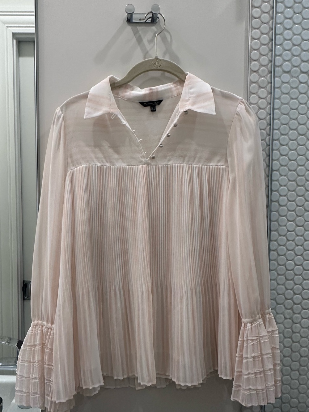 Massimo Dutti peach and cream striped blouse